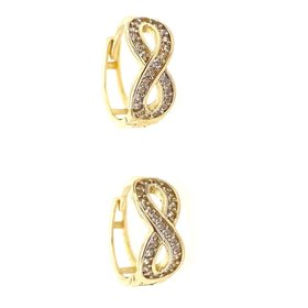 30045 14K YELLOW GOLD WIDE CUBIC ZIRCONIA PAVE SET INFINITY WIDE HUGGIES