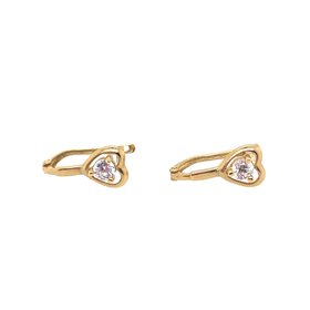 30349 14K YELLOW GOLD CUBIC ZIRCONIA HEART LEVERBACKS