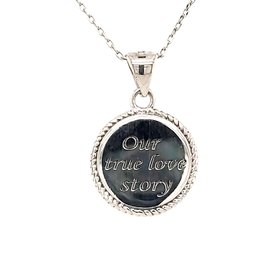 80866 CLASSIC STERLING SILVER CIRCLE "OUR TRUE LOVE STORY" 18" CABLE CHAIN PENDANT