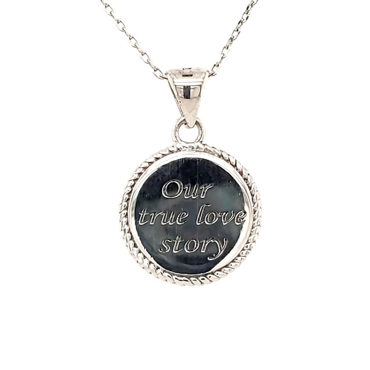 80866 CLASSIC STERLING SILVER CIRCLE "OUR TRUE LOVE STORY" 18" CABLE CHAIN PENDANT