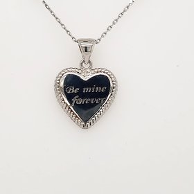 80862 CLASSIC STERLING SILVER HEART "BE MINE FOREVER" ON 18" CABLE CHAIN PENDANT