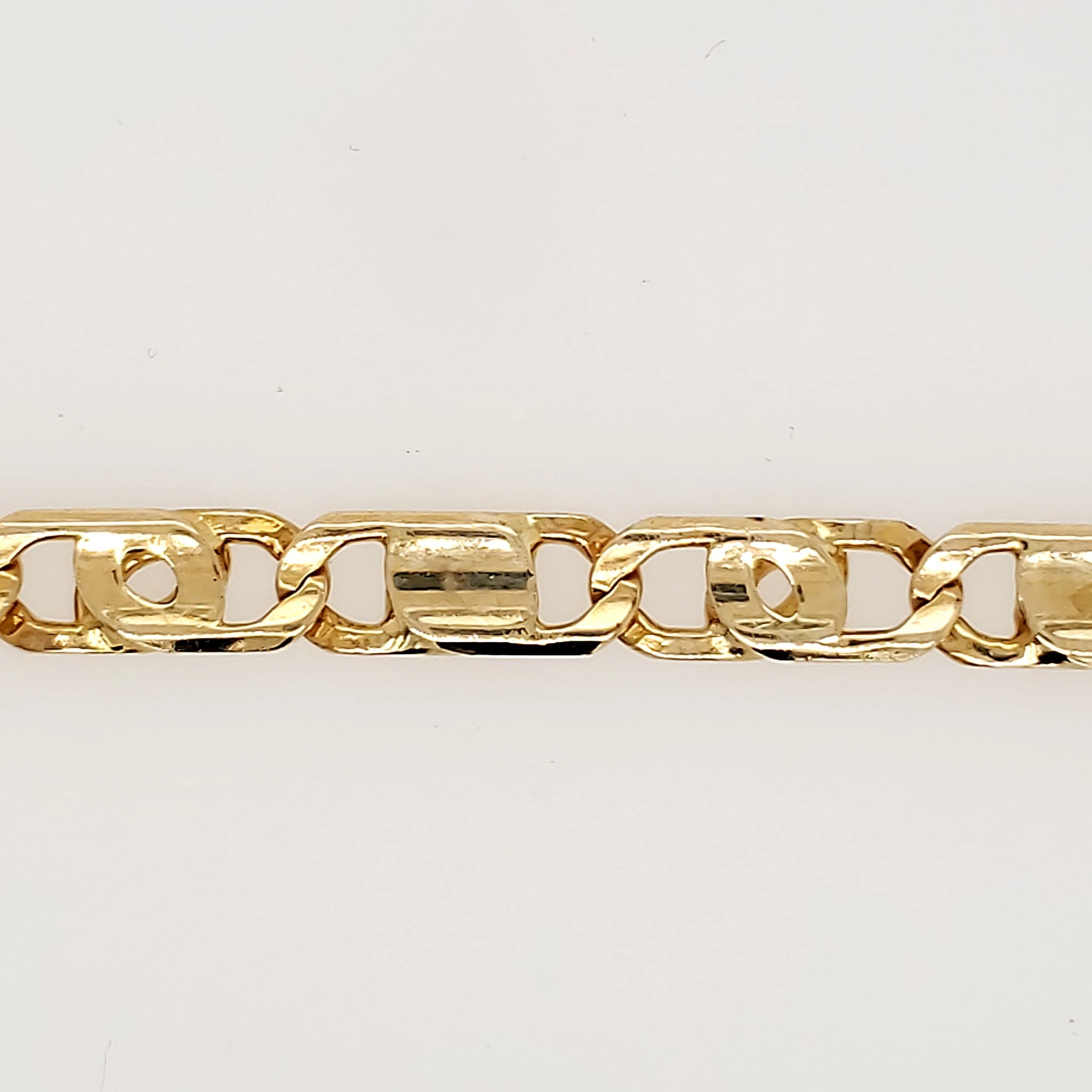 25088 14K YELLOW GOLD 6MM THICK TIGER EYE MENS BRACELET