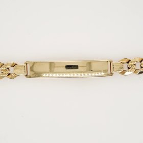 25047 14K YELLOW GOLD 8.25MM ID BAR CUBAN LINK  DIAMOND CUT MENS BRACELET
