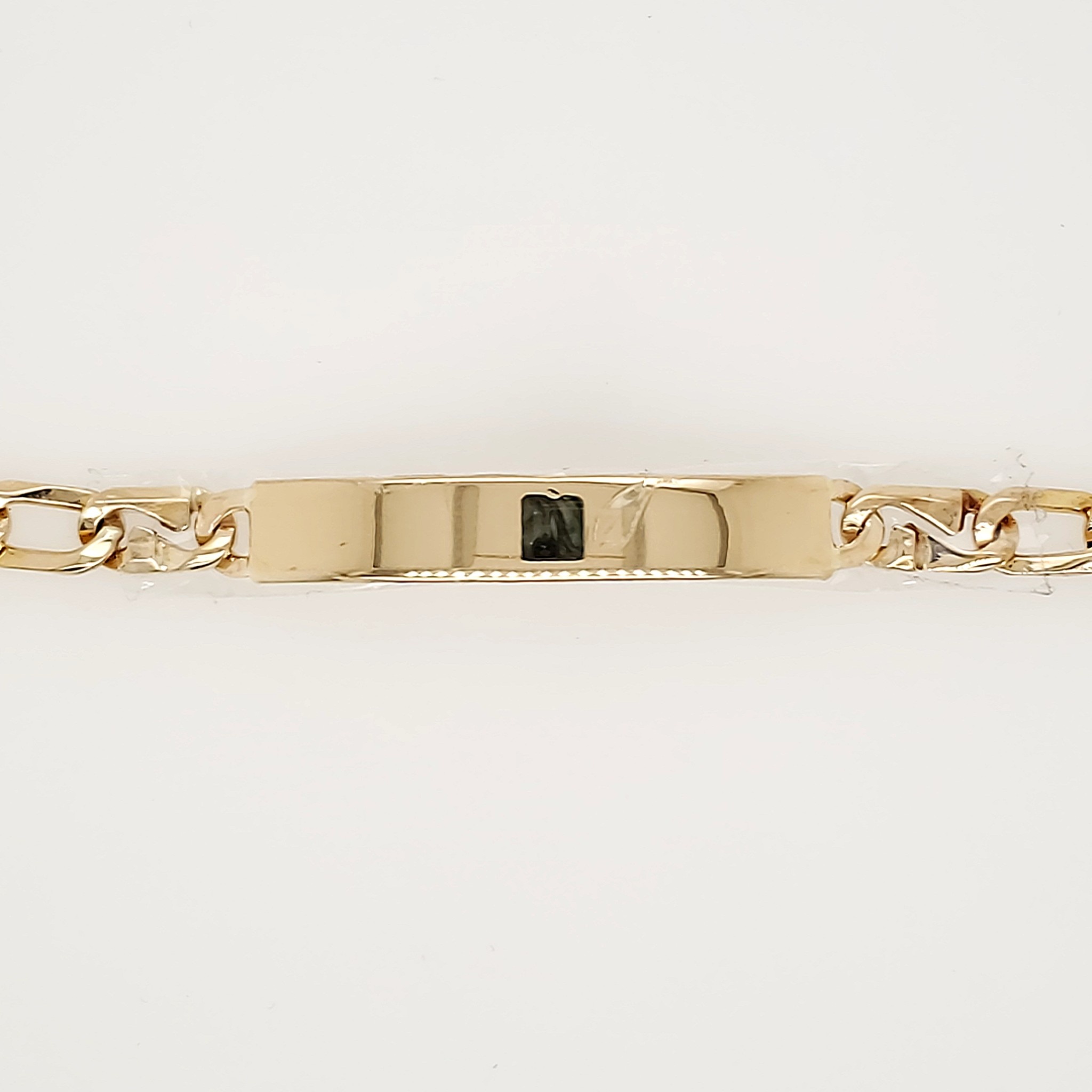 25017 14K YELLOW GOLD 6.65 ID BAR FANCY LINK MENS BRACELET