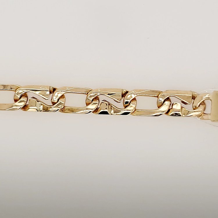 25017 14K YELLOW GOLD 6.65 NAME  ID BAR FANCY LINK MENS BRACELET