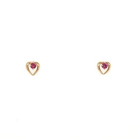30129 14K YELLOW GOLD RUBY CUBIC ZIRCONIA OPEN HEART SCREWBACK