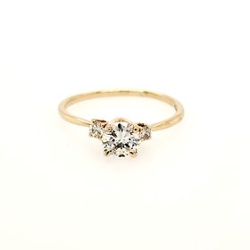 475231 14K YELLOW GOLD .53TCW ROUND DIAMOND PAST PRESENT FUTURE DESIGN ENGAGEMENT RING