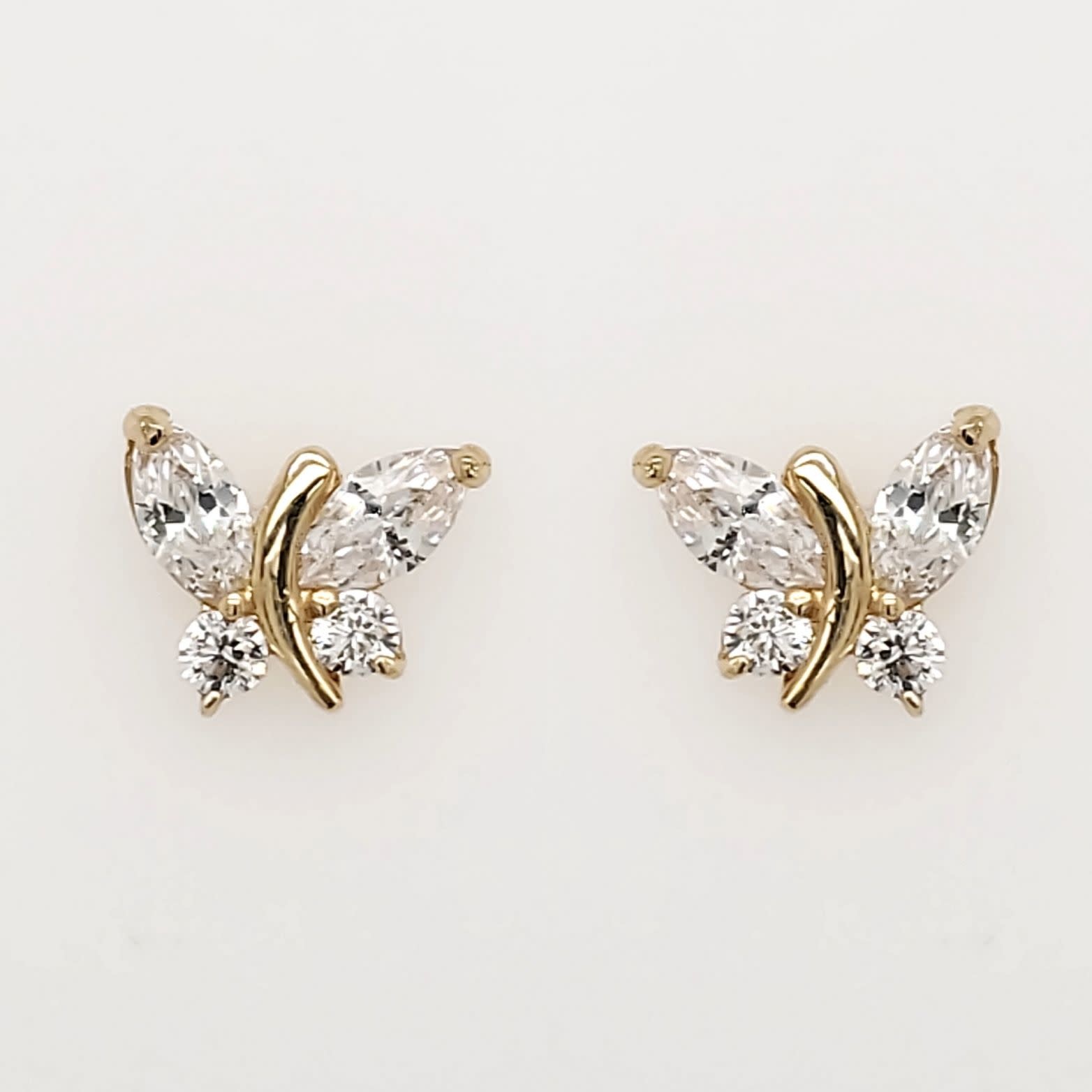30124 14K YELLOW GOLD CUBIC ZIRCONIA BUTTERFLY SCREWBACKS