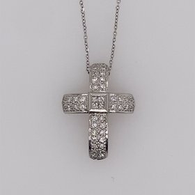 76078 14K WHITE GOLD .58CT DIAMOND INVISIBLE SET CROSS PENDANT