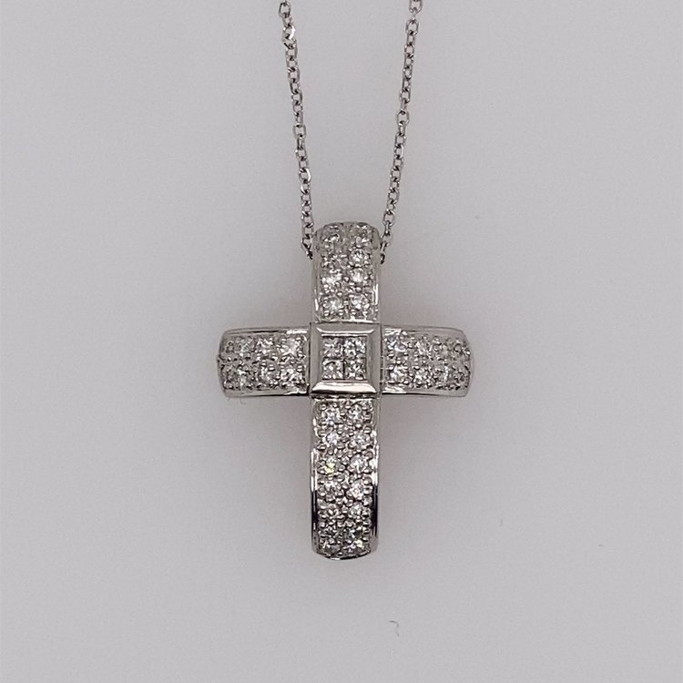 76078 14K WHITE GOLD .58CT DIAMOND INVISIBLE SET CROSS PENDANT