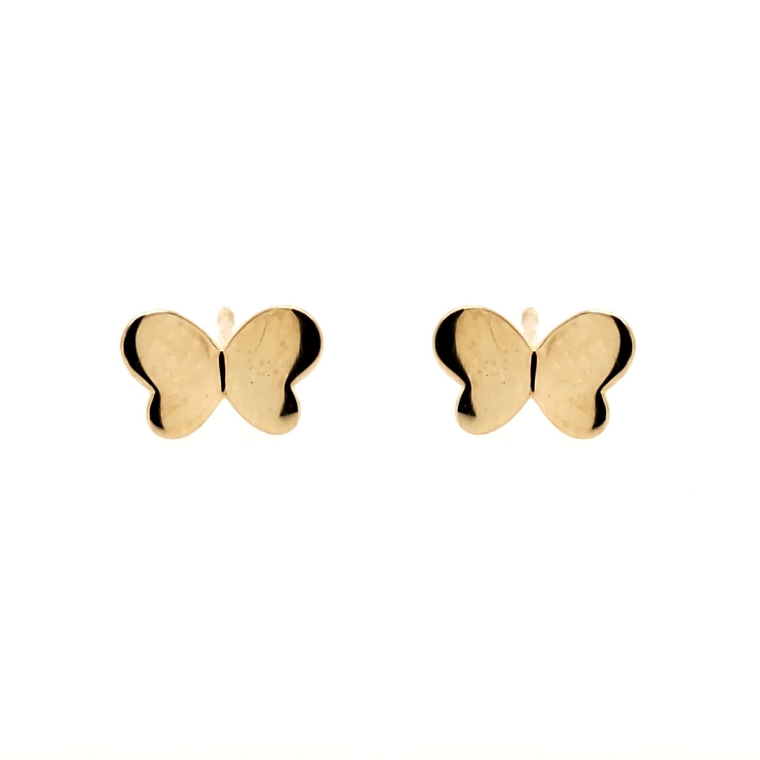 30239 14K YELLOW GOLD BUTTERFLY HIGH POLISH BABY SCREW BACK STUDS