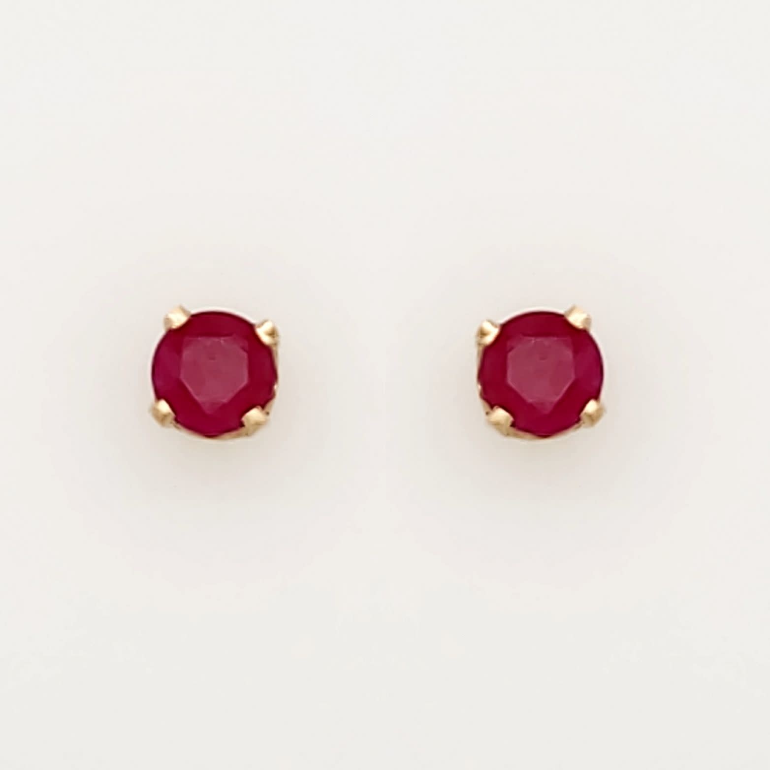 30359 14K YELLOW GOLD RUBY HIGH 4 PRONG STUDS