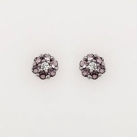 32904 14K WHITE GOLD LIGHT PURPLE CUBIC ZIRCONIA CLUSTER FLOWER PUSH BACKS