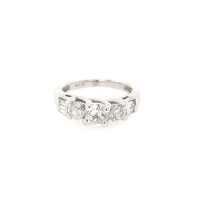 40889 14K WHITE GOLD 1 CT DIAMOND PAST PRESENT FUTURE ENGAGEMENT RING