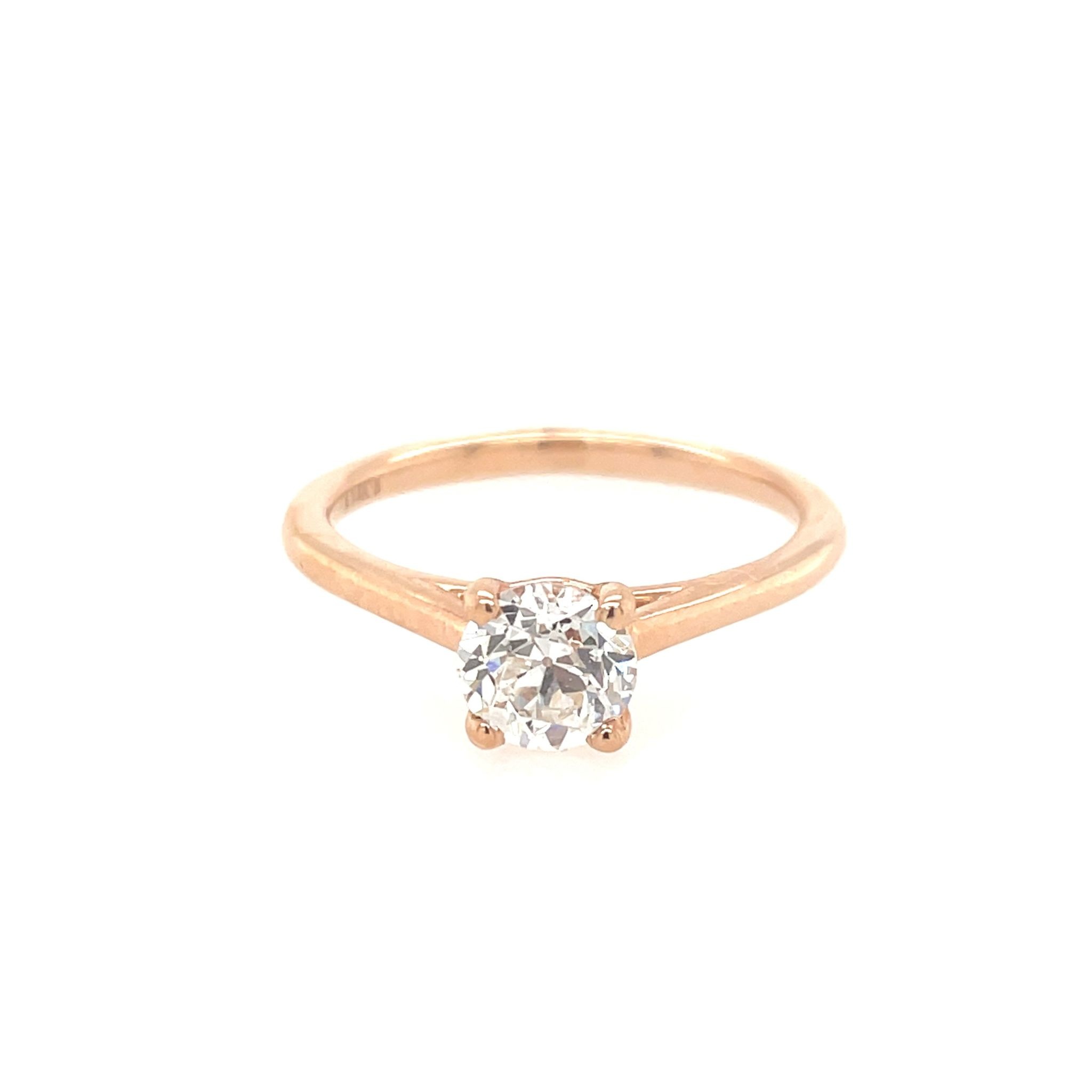 40812 14K ROSE GOLD .85TCW OLD EUROPEAN CUT DIAMOND SOLITAIRE ENGAGEMENT RING
