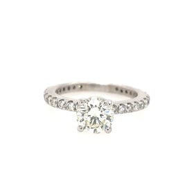 477649 14K WHITE GOLD 1.30 CT K SI2 ROUND DIAMOND CENTER WITH .70TCW DIAMOND ENGAGEMENT RING