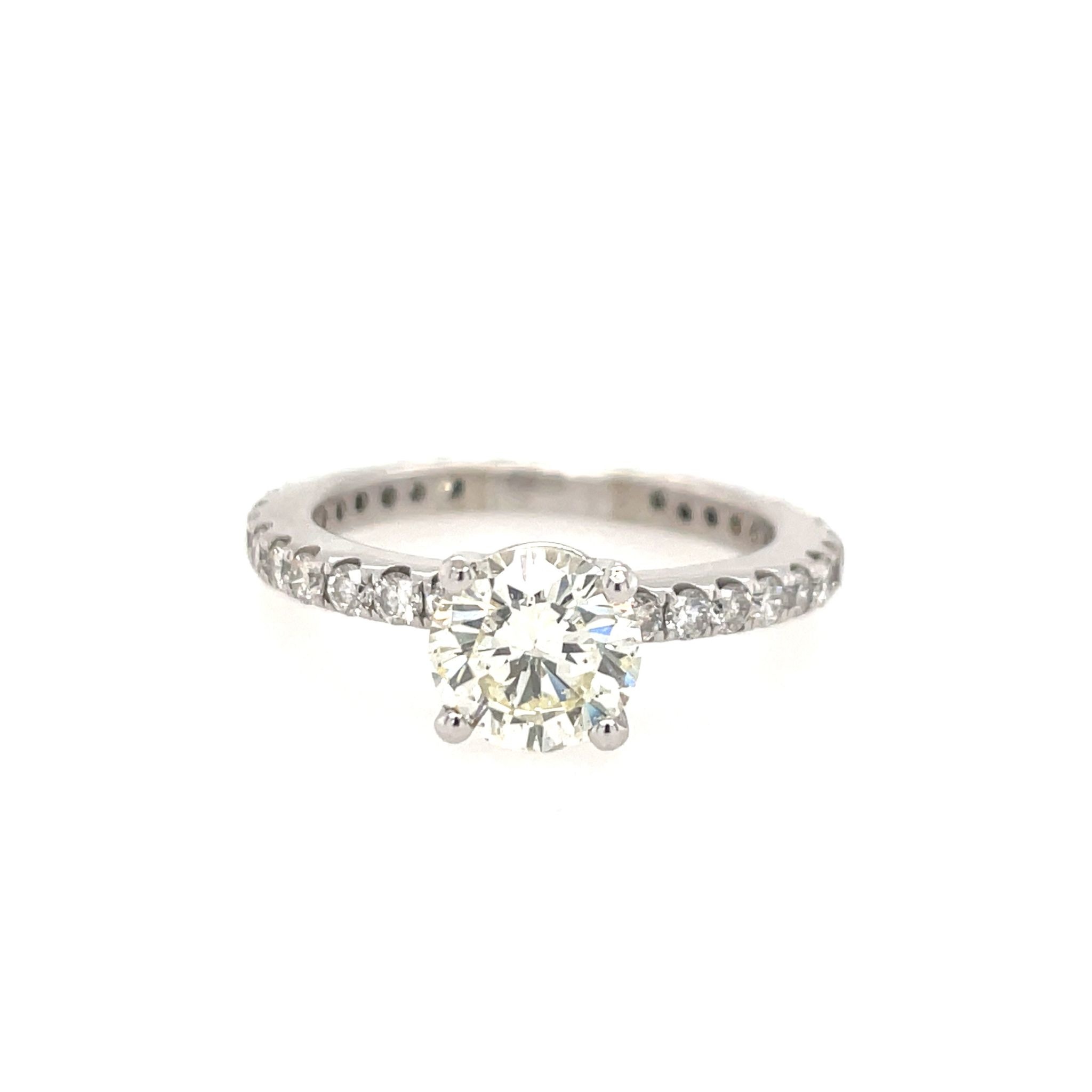 477649 14K WHITE GOLD 1.30 CT K SI2 ROUND DIAMOND CENTER WITH .70TCW DIAMOND ENGAGEMENT RING