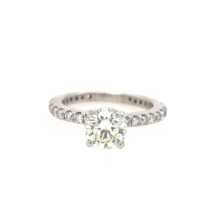 477649 14K WHITE GOLD 1.30 CT K SI2 ROUND DIAMOND CENTER WITH .70TCW DIAMOND ENGAGEMENT RING