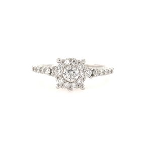 40843 14K WHITE GOLD ROUND DIAMOND CENTER CLUSTER HALO GALLERY DESIGN ENGAGEMENT RING