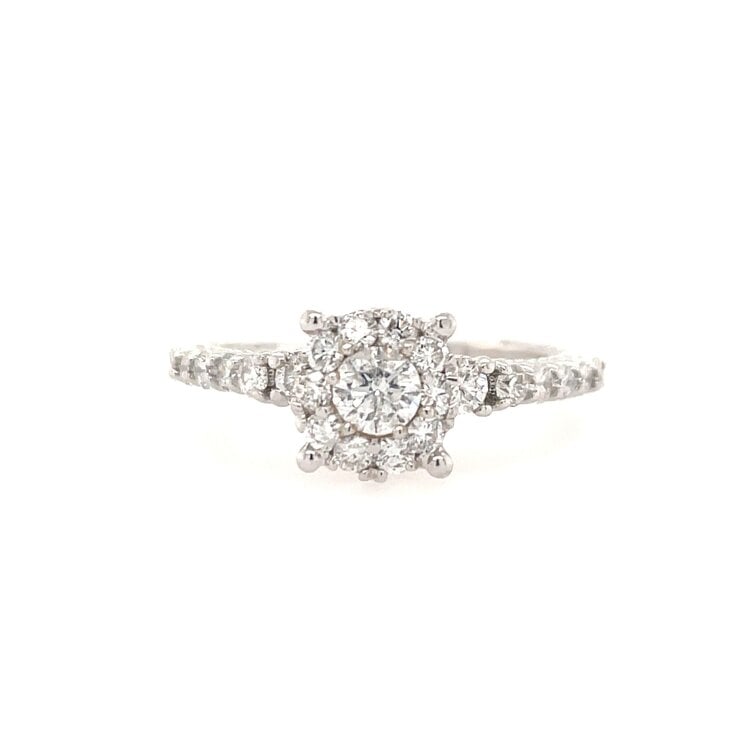 40843 14K WHITE GOLD ROUND DIAMOND CENTER CLUSTER HALO GALLERY DESIGN ENGAGEMENT RING