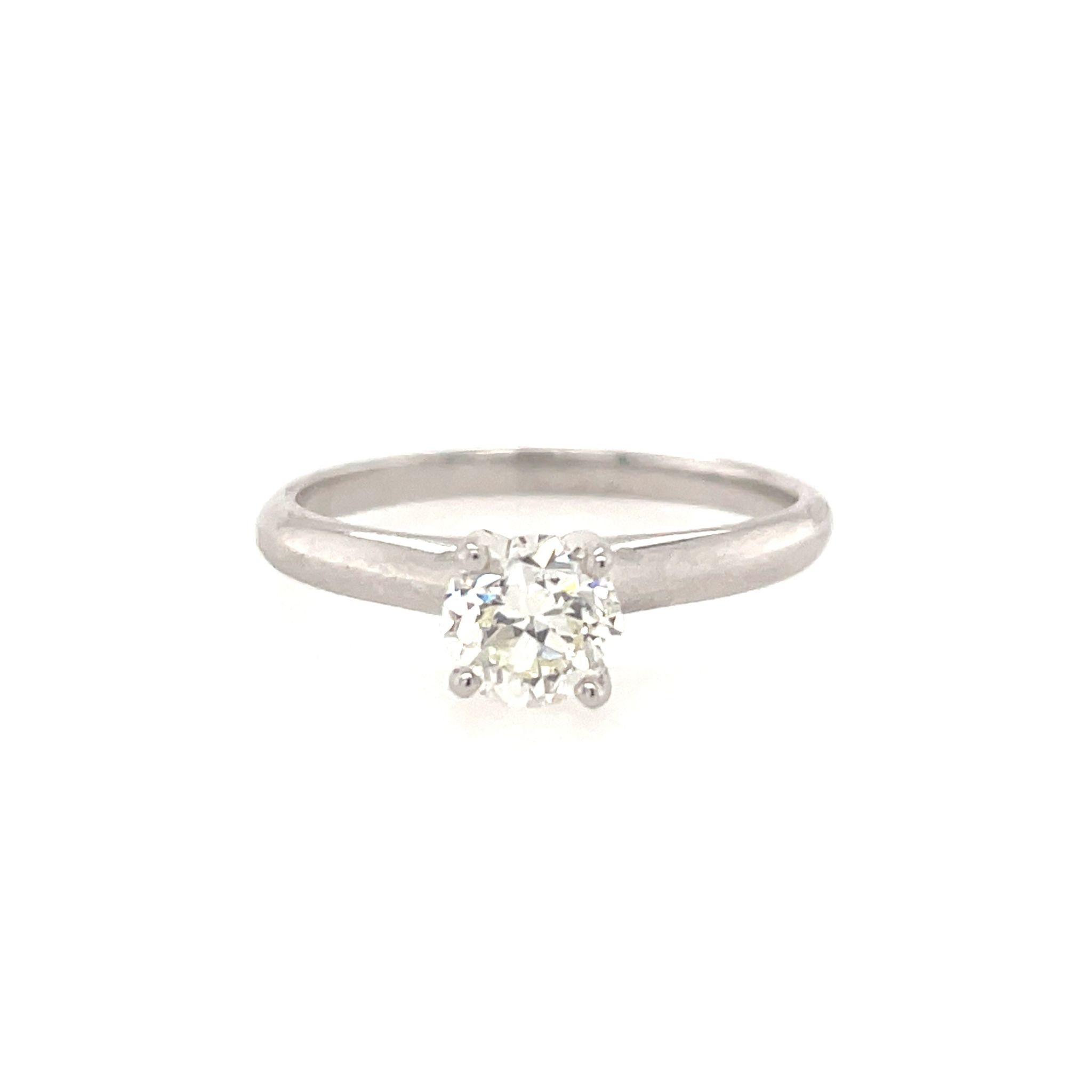 476562 14K WHITE GOLD .69TCW J VS2 ROUND DIAMOND SOLITAIRE ENGAGEMENT RING