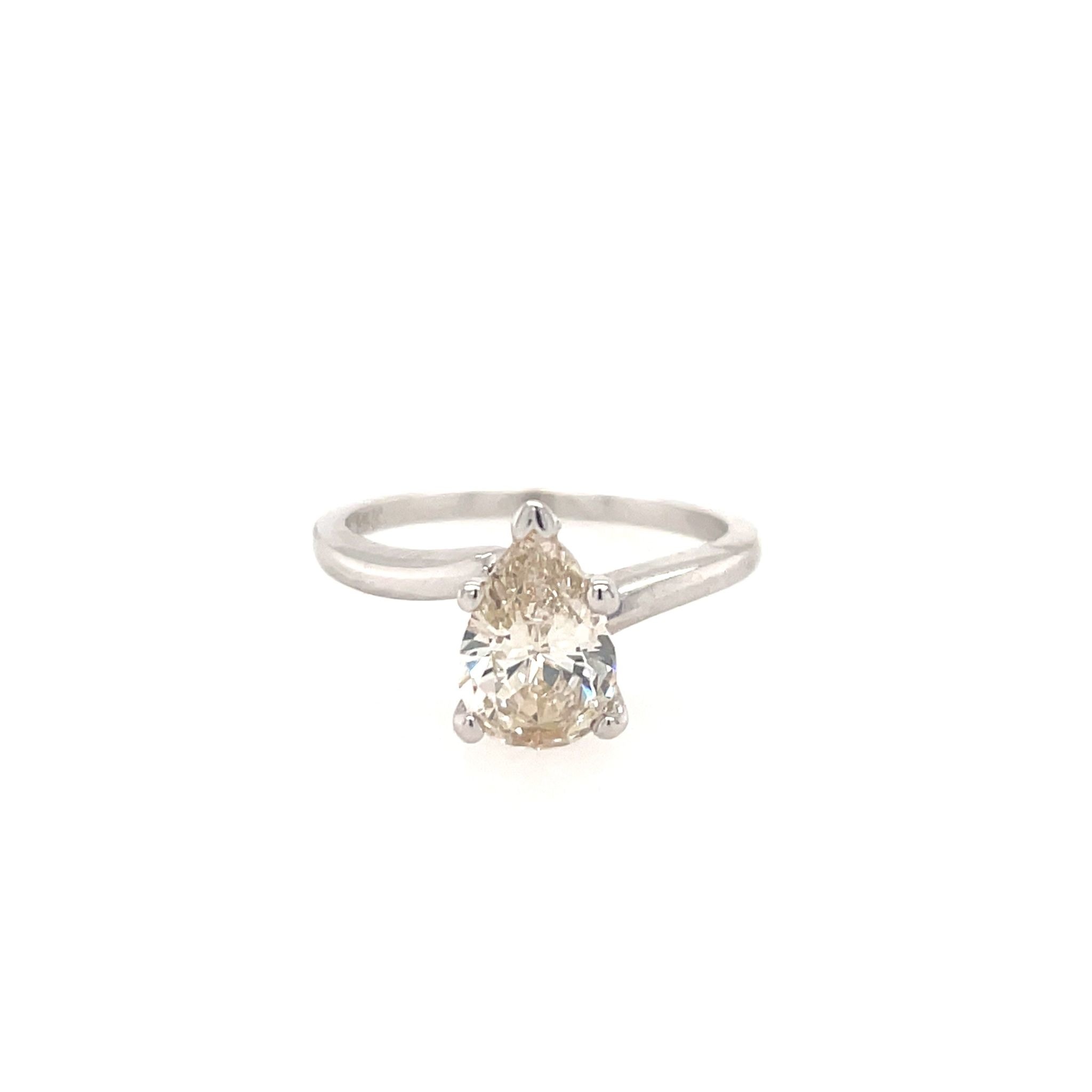 477651 14K WHITE GOLD 1.07 CT PEAR SHAPE DIAMOND SOLITAIRE ENGAGEMENT RING