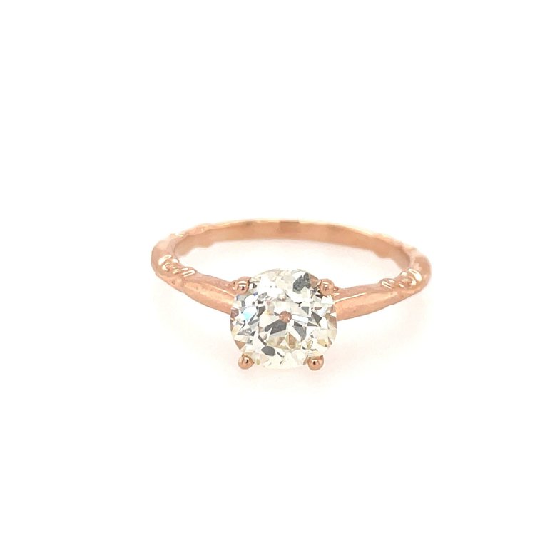 40813 14K ROSE GOLD 1.55CT ROUND CENTER DIAMOND DESIGN SOLITAIRE ENGAGEMENT RING