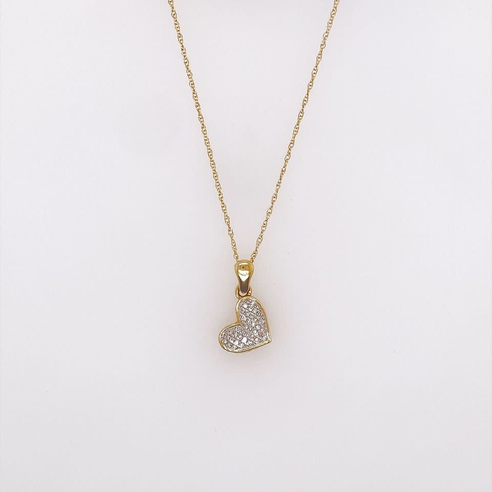 71288 14K YELLOW GOLD .08CT DIAMOND PAVE HEART PENDNAT