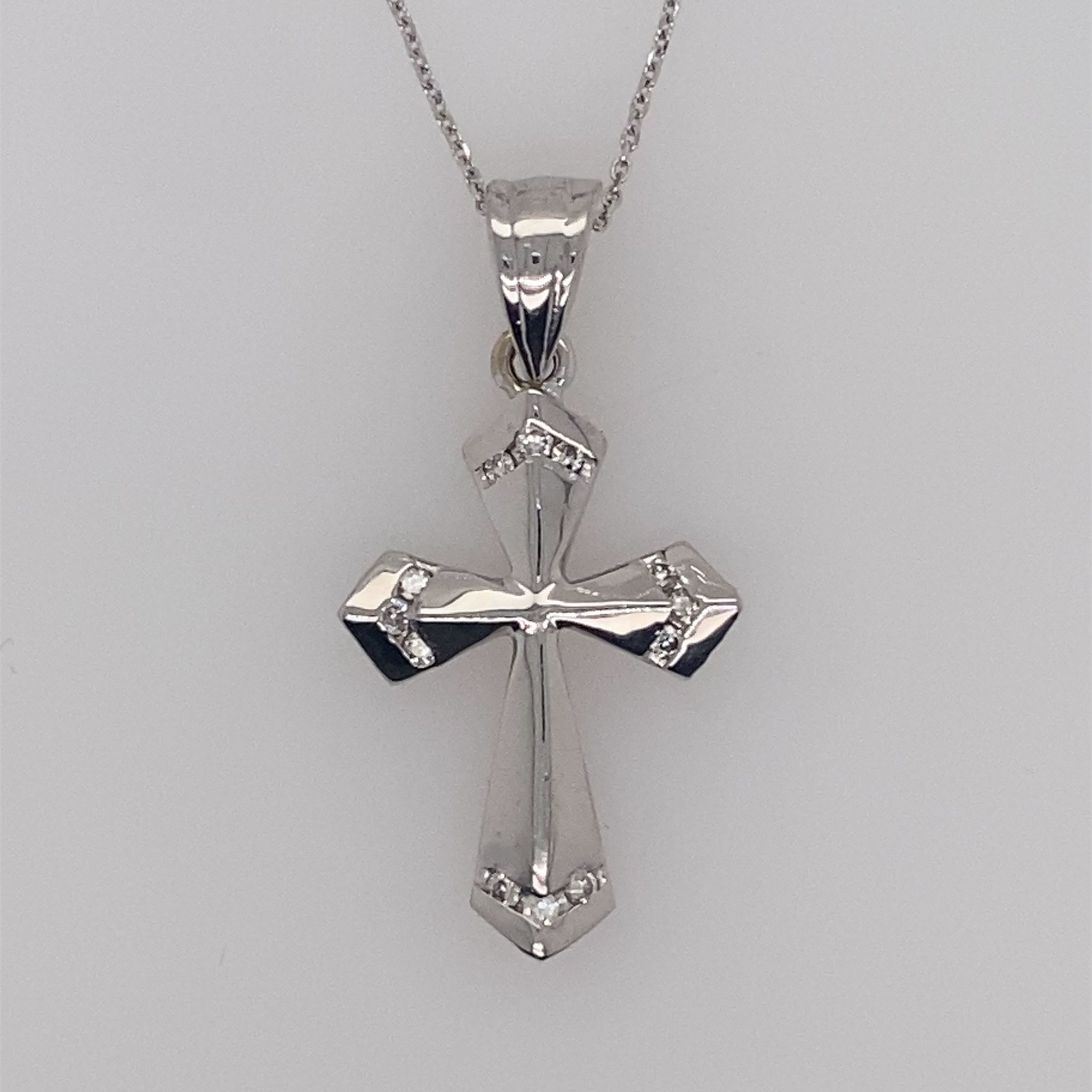 75983 14K WHITE GOLD .24CT DIAMOND CROSS PENDANT