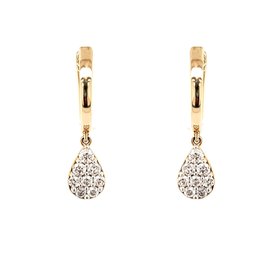 30396 14K YELLOW GOLD .29 CTW DIAMOND  PEAR SHAPE DROP HUGGIE EARRINGS