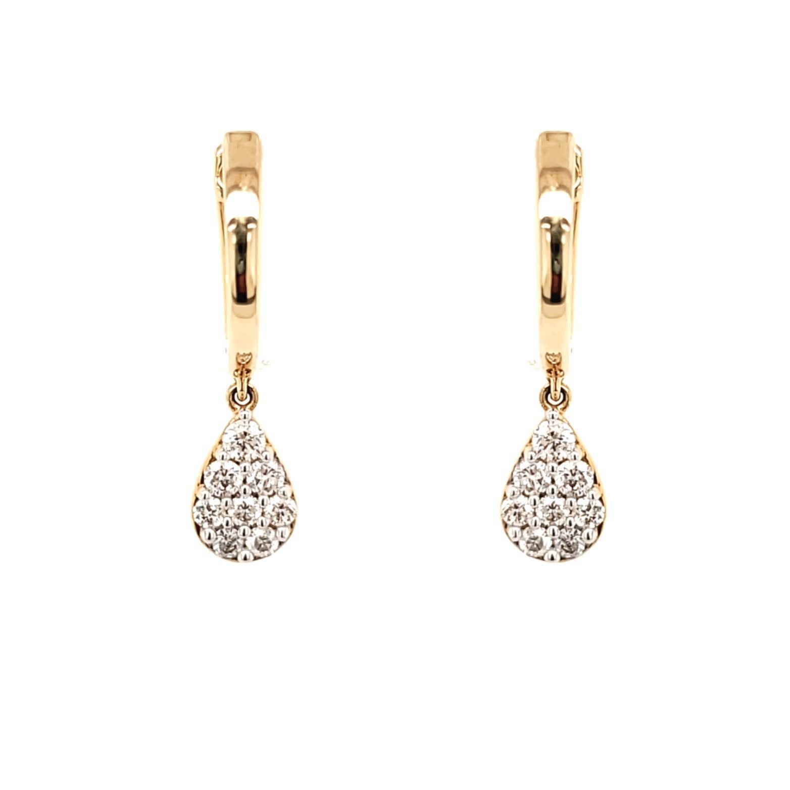 30396 14K YELLOW GOLD .29 CTW DIAMOND PEAR SHAPE DROP HUGGIE EARRINGS
