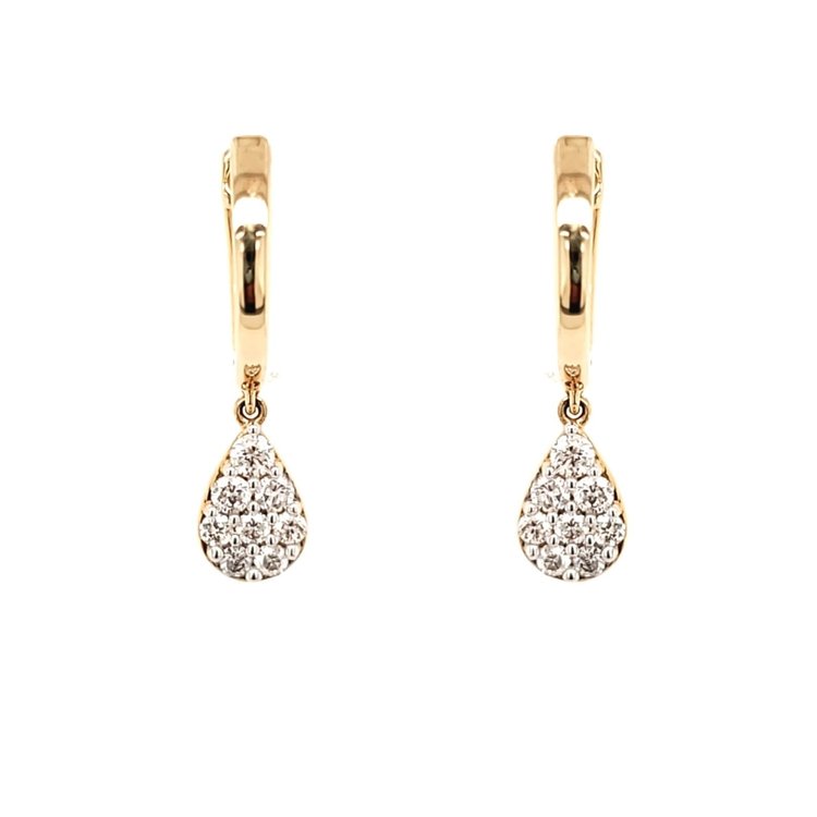 30396 14K YELLOW GOLD .29 CTW DIAMOND  PEAR SHAPE DROP HUGGIE EARRINGS