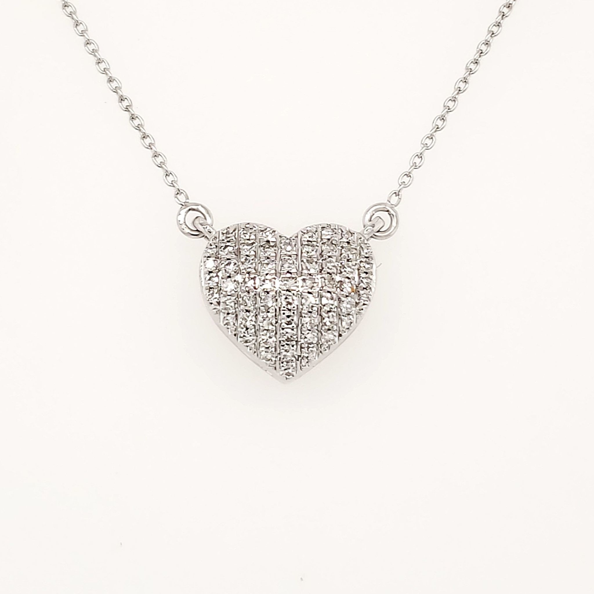 70112 14K WHITE GOLD .16CTW DIAMOND HEART MICRO PAVE SET PENDANT