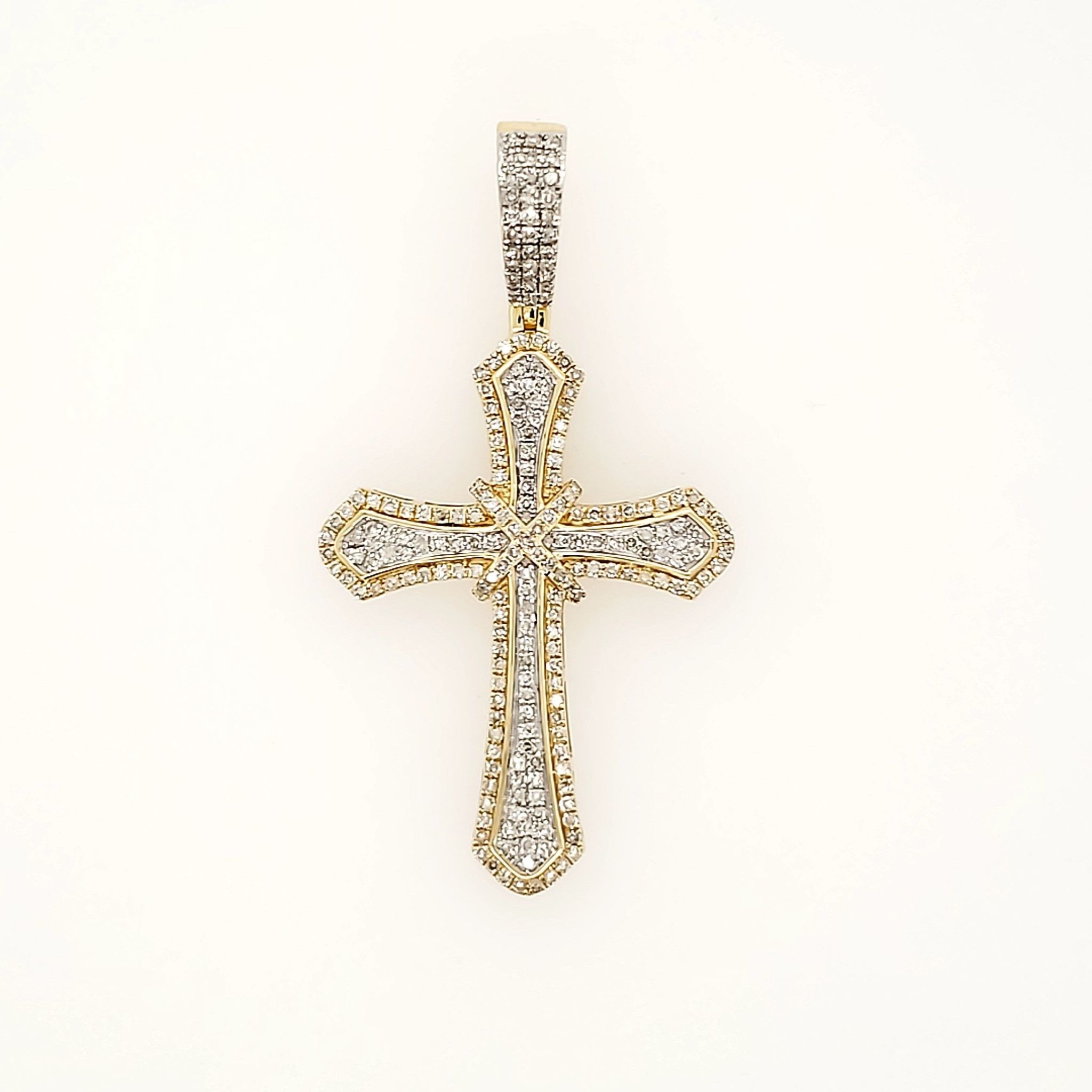 77066 14K TWO TONE .97CTW DIAMOND POINTED EDGES CROSS