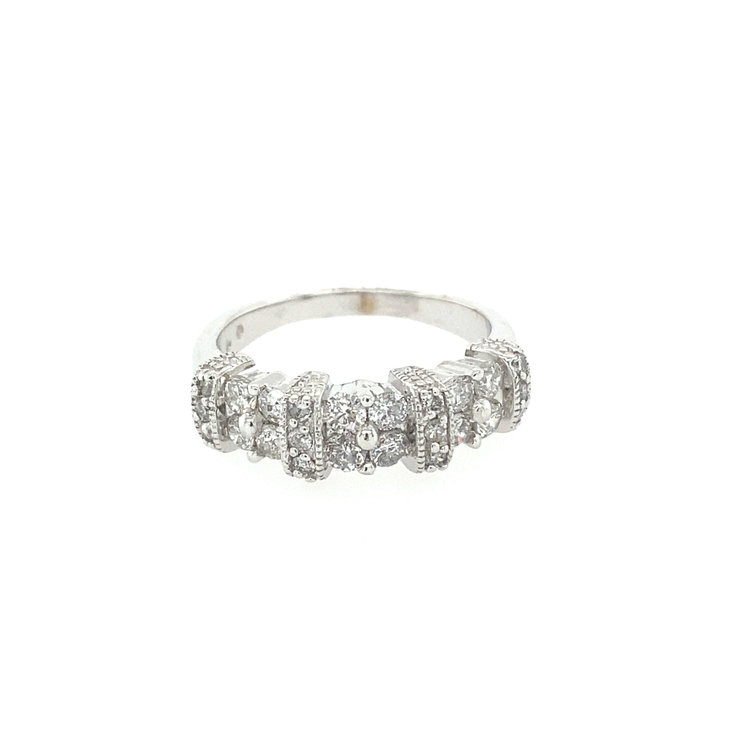 40823 14K WHITE GOLD .50CT DIAMOND FANCY BEADED RING