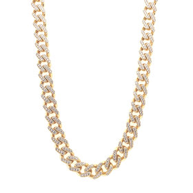 60006 14K YELLOW GOLD 18" CUBAN CUBIC ZIRCONIA NECKLACE