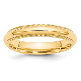 476563 14K YELLOW GOLD 4MM HIGH POLISH MILGRAIN DESIGN ON EDGES WEDDING BAND(SIZE 7 1/2)