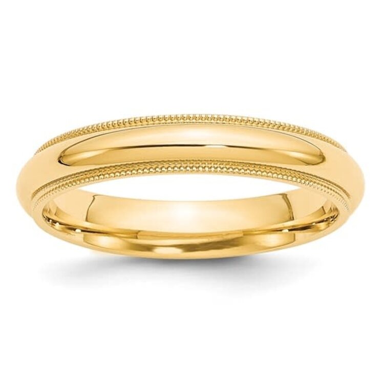 476563 14K YELLOW GOLD 4MM HIGH POLISH MILGRAIN DESIGN ON EDGES WEDDING BAND(SIZE 7 1/2)