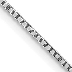 50693 14K WHITE GOLD 18" 0.65MM HIGH POLISH BOX LINK CHAIN