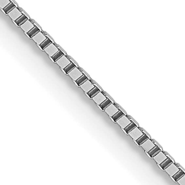 50693 14K WHITE GOLD 18" 0.65MM HIGH POLISH BOX LINK CHAIN