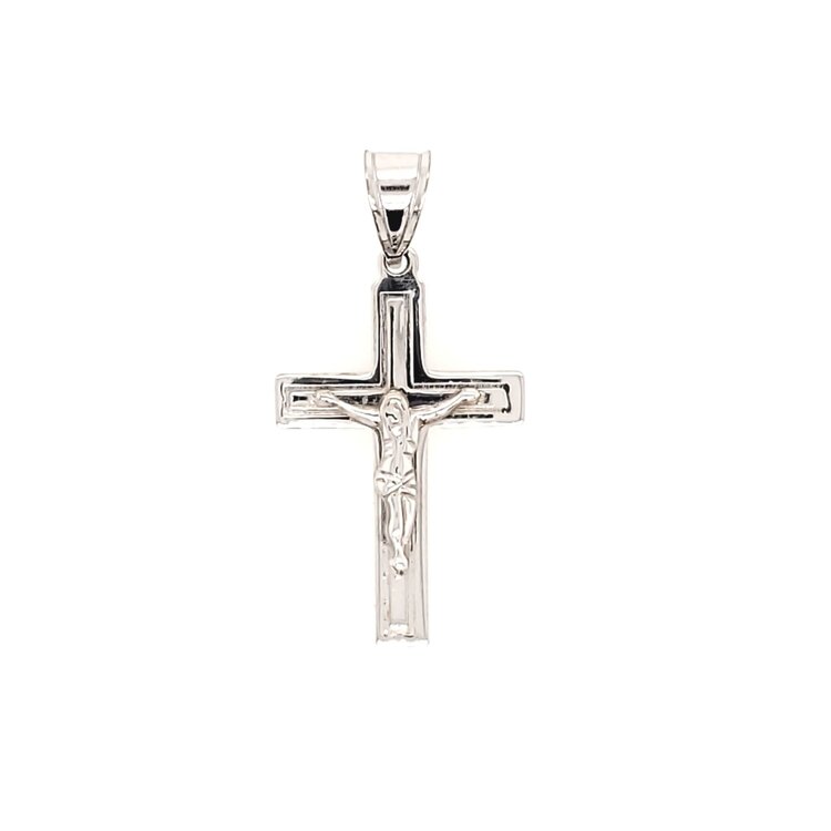 77105 14K WHITE GOLD MEDIUM OUTLINED CRUCIFIX