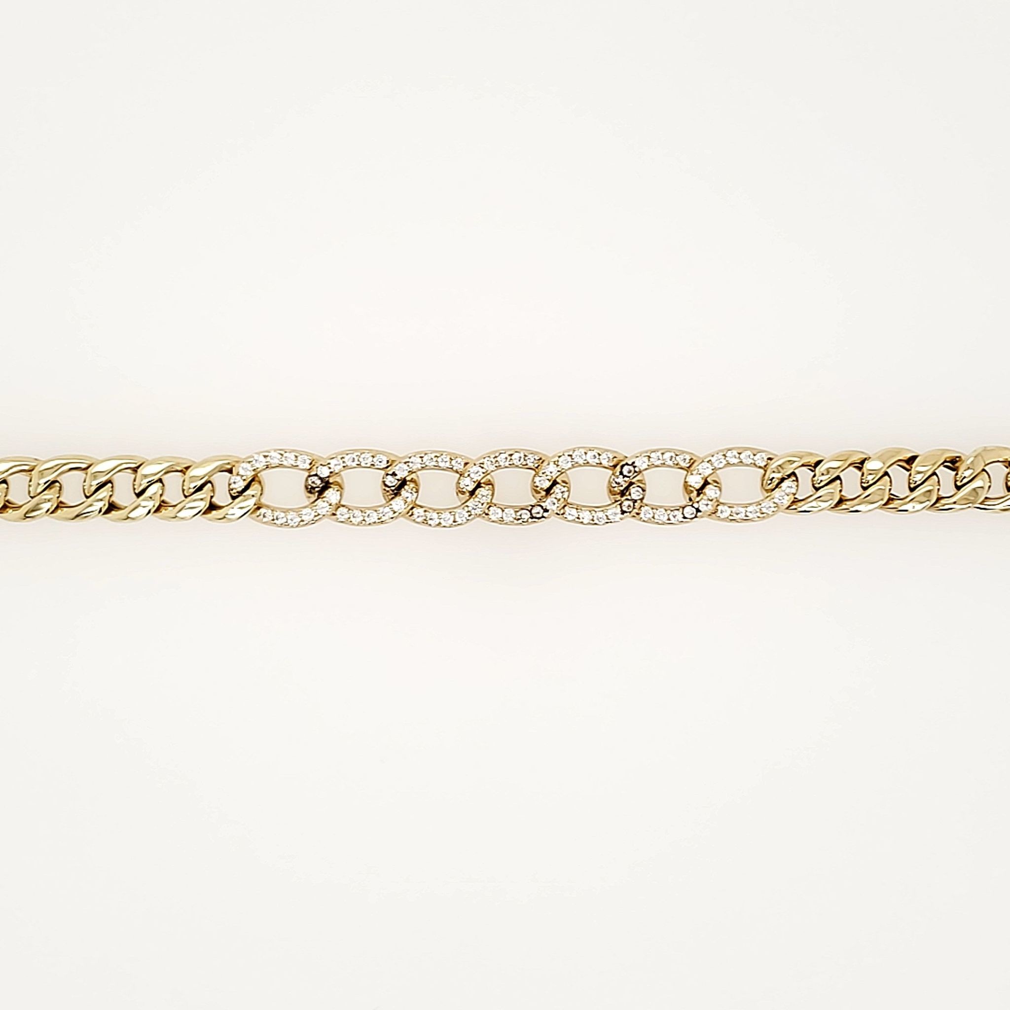 20078 14K YELLOW GOLD MIAMI CUBAN LINK WITH CUBIC ZIRCONIA BRACELET