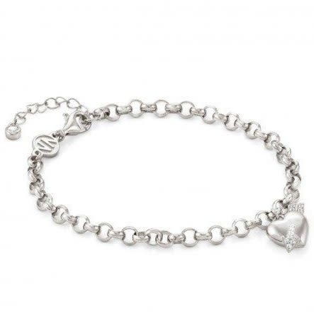 148020-071 NOMINATION STERLING SILVER SWEETROCK SERIES ROLO LINK WITH CUBIC ZIRCONIA AROW AND HEART CHARM CENTER BRACLET