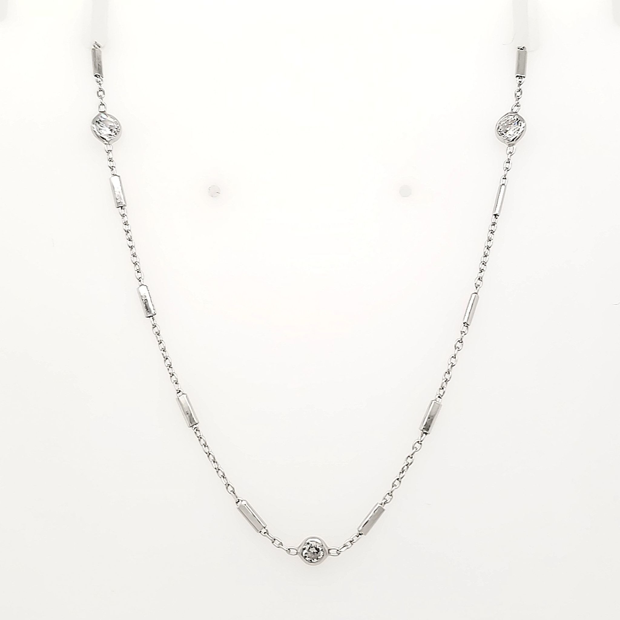 146686-035 NOMINATION STERLING SILVER BELLA SERIES CABLE BOX BAR & CUBIC ZIRCONIA NECKLACE