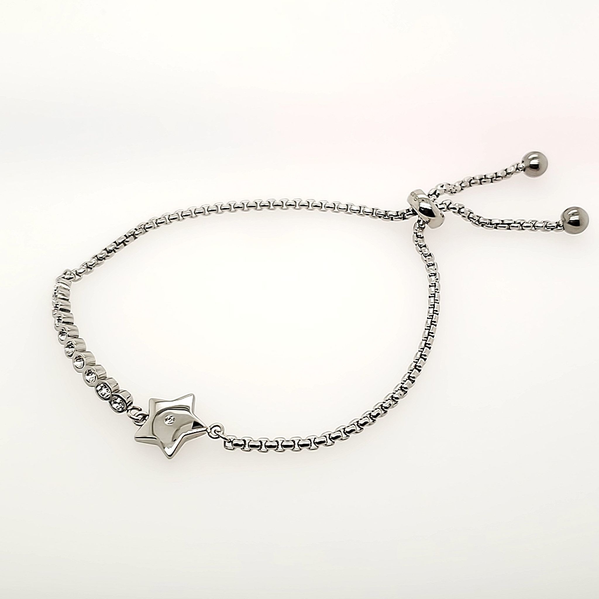 028008-023 NOMINATION STERLING SILVER MILLELUCI SERIES BEZEL SET CUBIC ZIRCONIA BAR STYLE & STAR WITH ROUNDED BOX BRACLET