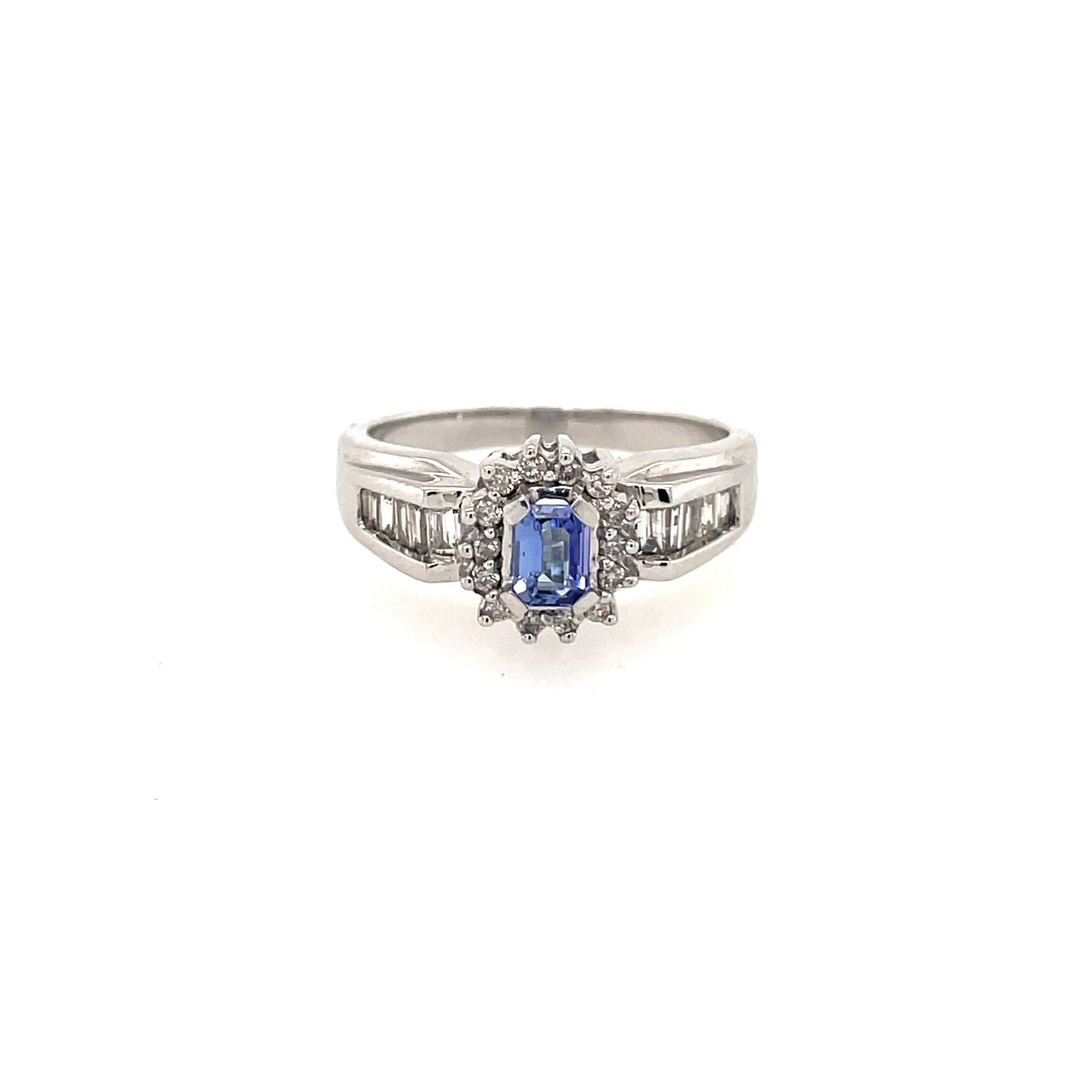 40062 14K. WHITE GOLD 1CT DIAMOND AND TANZANITE RING