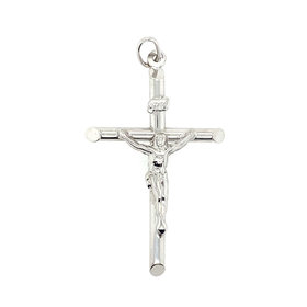 77012 14K WHITE GOLD HIGH POLISHED TRADITIONAL  CRUCIFIX