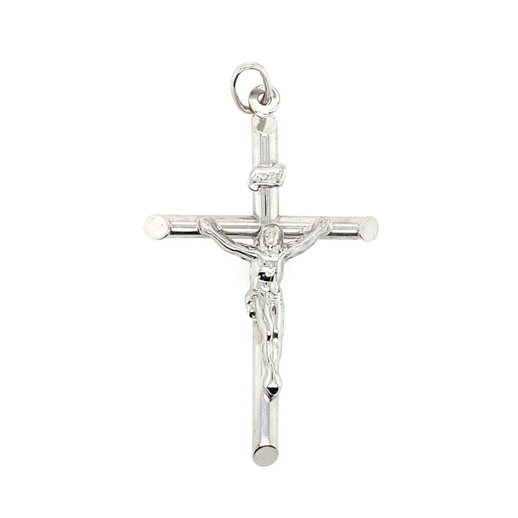 77012 14K WHITE GOLD HIGH POLISHED TRADITIONAL  CRUCIFIX