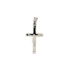 77100 14K WHITE GOLD SQUARE TRADITIONAL CRUCIFIX