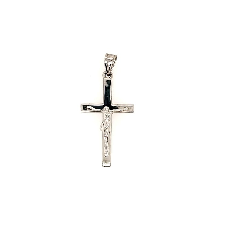 77100 14K WHITE GOLD SQUARE TRADITIONAL CRUCIFIX